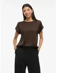 Vila Kurzarmshirt VIELLETTE S/S SATIN TOP - NOOS Kunstfaser, Satin, regular fit...