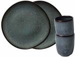 Geschirr-Set "Fr&uuml;hst&uuml;cks-Set Lave 4er Set", grau (gris), 4, Steingut, LIKE. BY