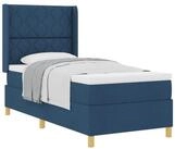 vidaXL Bett Boxspringbett mit Kopfteil Blau 100 x 200 cm Stoff (1-tlg)