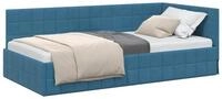 vidaXL Bett Eckbettgestell mit Kopfteil Blau 90 cm x 200 cm Samt (1-tlg)
