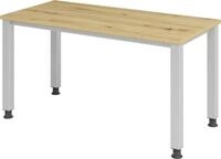 HAMMERBACHER Schreibtisch Schreibtisch 4-Fu&szlig;-rund 140x67cm Asteiche/Silber