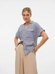 Kurzarmbluse VERO MODA "VMBUMPY S/S SHIRT WVN GA NOOS", Damen, Gr. M, wei&szlig; (india