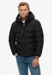 Steppjacke SUPERDRY "HOODED SPORTS PUFFER JACKET", Herren, Gr. S, schwarz (schwarz,