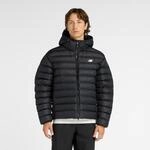 Steppjacke NEW BALANCE "Hooded Puffer Jacket BLACK", Herren, Gr. L, schwarz,