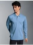 Poloshirt TRIGEMA "TRIGEMA Langarm Poloshirt mit Armb&uuml;ndchen", Herren, Gr. M, blau