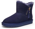 Winterboots ARA "ALASKA Short Zip", Damen, Gr. 36, blau (ozean short zip), Lammfell,