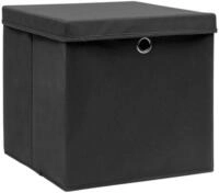 vidaXL Aufbewahrungsbox, Ordnungsboxen mit Deckeln 4 Stk. Schwarz 32x32x32 cm...