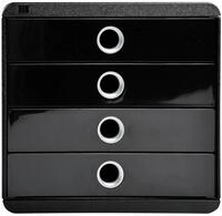 EXACOMPTA Schubladenbox Schubladenbox POP-BOX + 4 geschlossenen Laden, Schwarz