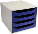 EXACOMPTA Organizer Schubladenbox Ecobox 2286104D A4+ 4 Sch&uuml;be offen grau/blau