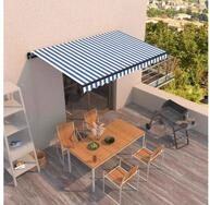 vidaXL Markise vidaXL Markise Manuell Einziehbar 400x350 cm Blau und Wei&szlig;