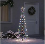 vidaXL K&uuml;nstlicher Weihnachtsbaum, LED Weihnachtsbaum mit Erdspie&szlig;en...