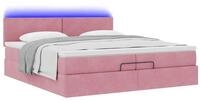 vidaXL Bett Ottoman-Bett mit Matratzen & LEDs Rosa 200x200 cm Samt