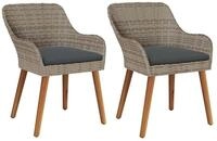 vidaXL Gartenstuhl Gartenstuhl 2 pcs Schwarz 62,5 x 55 x 82 cm Poly-Rattan (2...