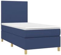 vidaXL Bett Boxspringbett mit Matratze Blau 90x190 cm Stoff