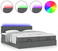 vidaXL Bett Ottoman-Bett mit Matratzen & LEDs Dunkelgrau 160x200 cm Stoff
