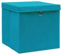 vidaXL Aufbewahrungsbox, Ordnungsboxen mit Deckeln 4 Stk. 28x28x28 cm Babyblau