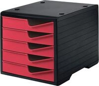 STYRO Organizer Schubladenbox styroswingbox 5 Sch&uuml;be schwarz/cranberry