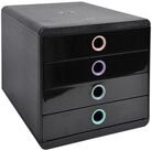 EXACOMPTA Briefablage Exacompta SchubladenboxPop-Box314496D A4+ 4Sch&uuml;be sw/farbig