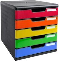 EXACOMPTA Schubladenbox Schubladenbox MODULO A4 5 geschlossene Schubladen Regenbogen