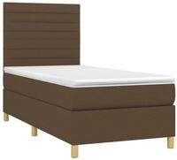 vidaXL Bett Boxspringbett mit Matratze Dunkelbraun 90x190 cm Stoff