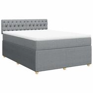 vidaXL Bett Boxspringbett mit Matratze Hellgrau 140x190 cm Stoff