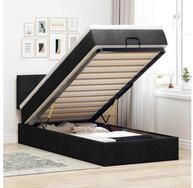 vidaXL Bett, Ottomane Bett mit Matratze & LEDs Schwarz 80x200 cm Stoff