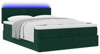 vidaXL Bett Ottoman-Bett mit Matratze & LEDs Dunkelgr&uuml;n 140x190 cm Samt