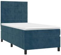 vidaXL Bett Boxspringbett mit Matratze & LED Dunkelblau 80x200 cm Samt