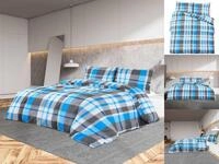 vidaXL Bettw&auml;sche Bettw&auml;sche-Set Blau und Grau 200x200 cm Baumwolle Bettbezug