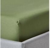 Homescapes Spannbettlaken Satin-Spannbettlaken Bio-Baumwolle - moosgr&uuml;n, 90 x...
