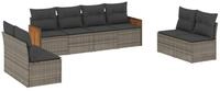 vidaXL Gartenlounge-Set 8-tlg. Garten-Sofagarnitur mit Kissen Grau Poly Rattan,