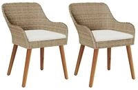 vidaXL Gartenstuhl Gartenstuhl 2 stk. Beige Poly-Rattan (2 St)