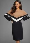Strickkleid LAURA SCOTT, Damen, Gr. 34, N-Gr, schwarz (schwarz, beige), Strick,