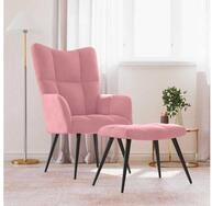 vidaXL Sessel vidaXL Relaxsessel mit Hocker Rosa Samt