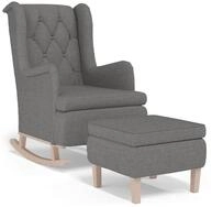 vidaXL Sessel Schaukelsessel mit Hocker Hellgrau Stoff