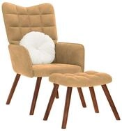 vidaXL Relaxsessel, Relaxsessel mit Hocker Braun Samt