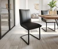 DELIFE Polsterstuhl Lelio-Flex, Freischwinger flach Schwarz Echt-Leder Schwarz