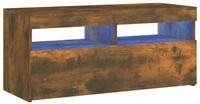 vidaXL TV-Schrank NA TV-Schrank mit LED Leuchten R&auml;uchereiche 90x35x40 cm