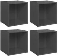 vidaXL TV-Schrank TV-Boards 4 Stk. Hochglanz-Grau 37x35x37 cm Holzwerkstoff