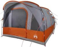 vidaXL Kuppelzelt 3-Personen Tunnelzelt 3 Personen Grau und Orange Wasserdicht