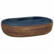 vidaXL Aufsatzwaschbecken, Waschbecken Braun und Blau Oval 59x40x14 cm Keramik