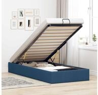 vidaXL Bett, Ottoman-Bett ohne Matratze Blau 90x200 cm Stoff