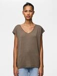 Kurzarmshirt PIECES "PC BILLO", Damen, Gr. S, braun (morel detail:lurex gold),