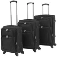 vidaXL Trolley Schwarz - 3-tlg - Variante 2 Koffer Set Weichgep&auml;ck...