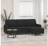 vidaXL Sofa vidaXL 3-Sitzer-Sofa mit Hocker Schwarz 180 cm Stoff
