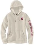 Hoodie CARHARTT "LogoSleeve Graphic Sweatshirt", Damen, Gr. M, wei&szlig; (wei&szlig;, lila),