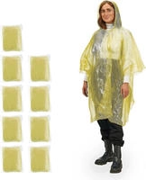 relaxdays Regenponcho 30x Einweg Regenponcho Gelb (30-St)
