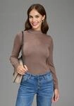 Stehkragenpullover MELROSE, Damen, Gr. 34, grau (taupe), Feinstrick, Obermaterial: