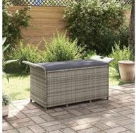 vidaXL Gartenbank vidaXL Gartenbank mit Kissen Grau 116x46x57 cm Poly Rattan