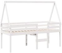 vidaXL Bett Hochbett mit Dach Wei&szlig; 80x200 cm Massivholz Kiefer